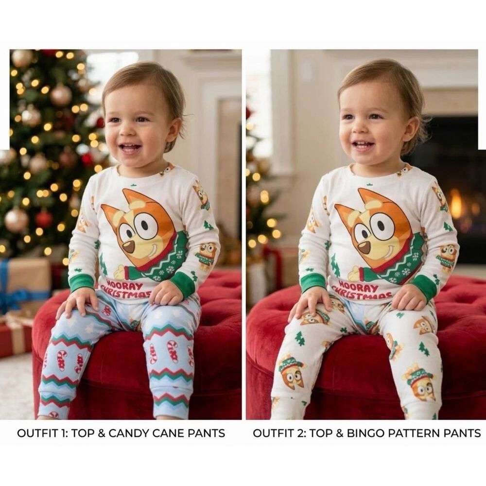 Bluey Pajamas Toddler Boys Girls 2T Christmas Shirt Pant PJs Kids 3pc Set New